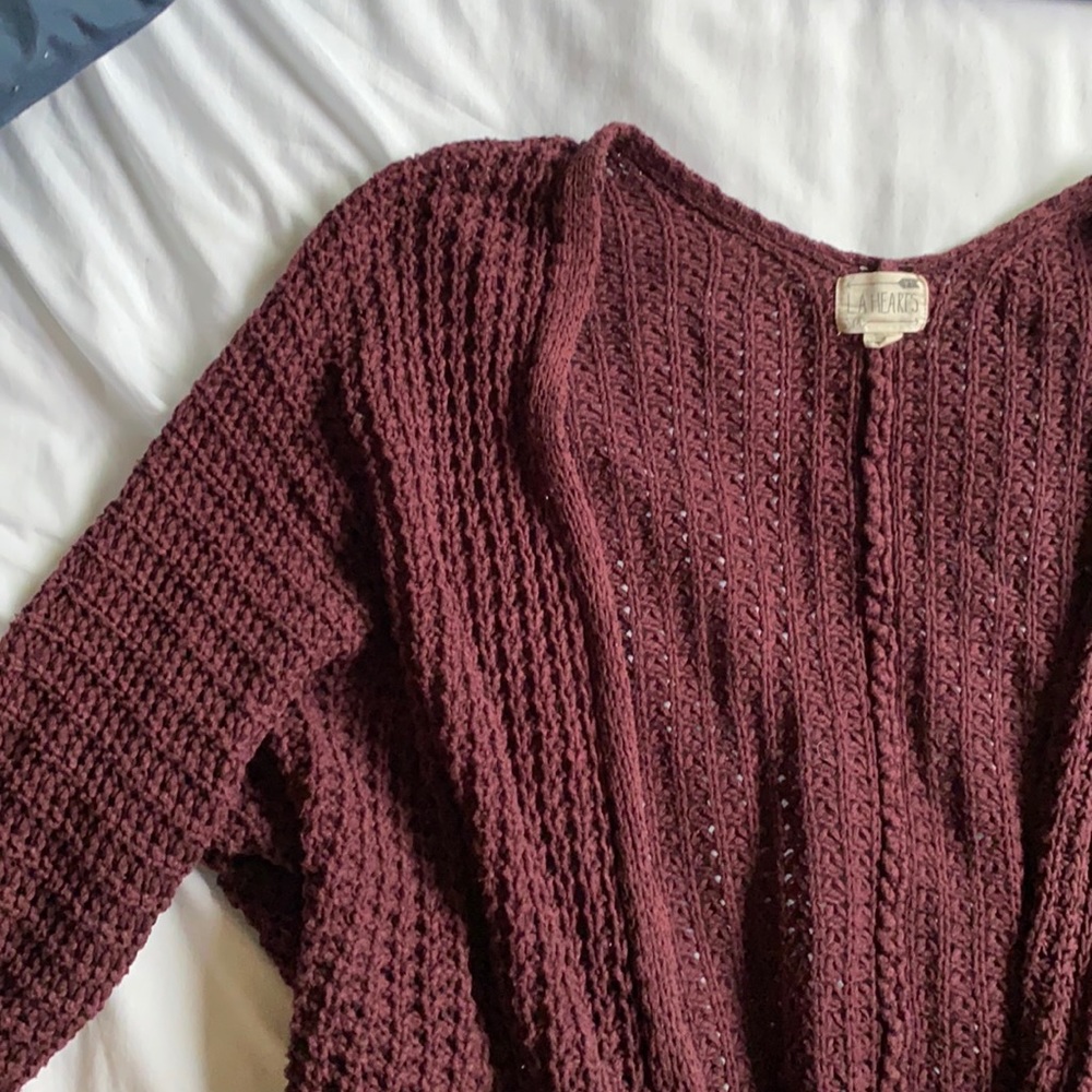 maroon knit cardigan
